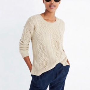 Madewell Pullover Cable Knit Merino Wool Sweater